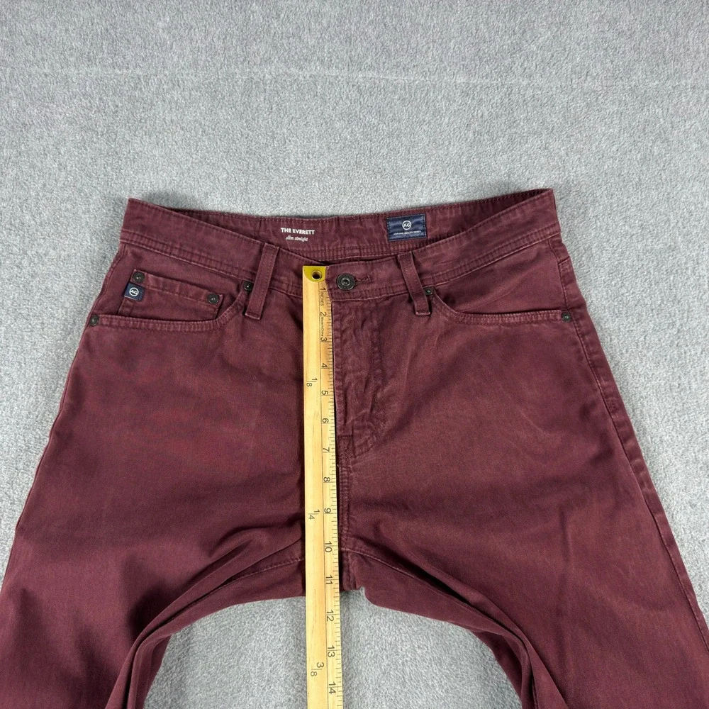 AG Adriano Goldschmied Everett Slim Straight Pants Mens 32x28 Burgundy